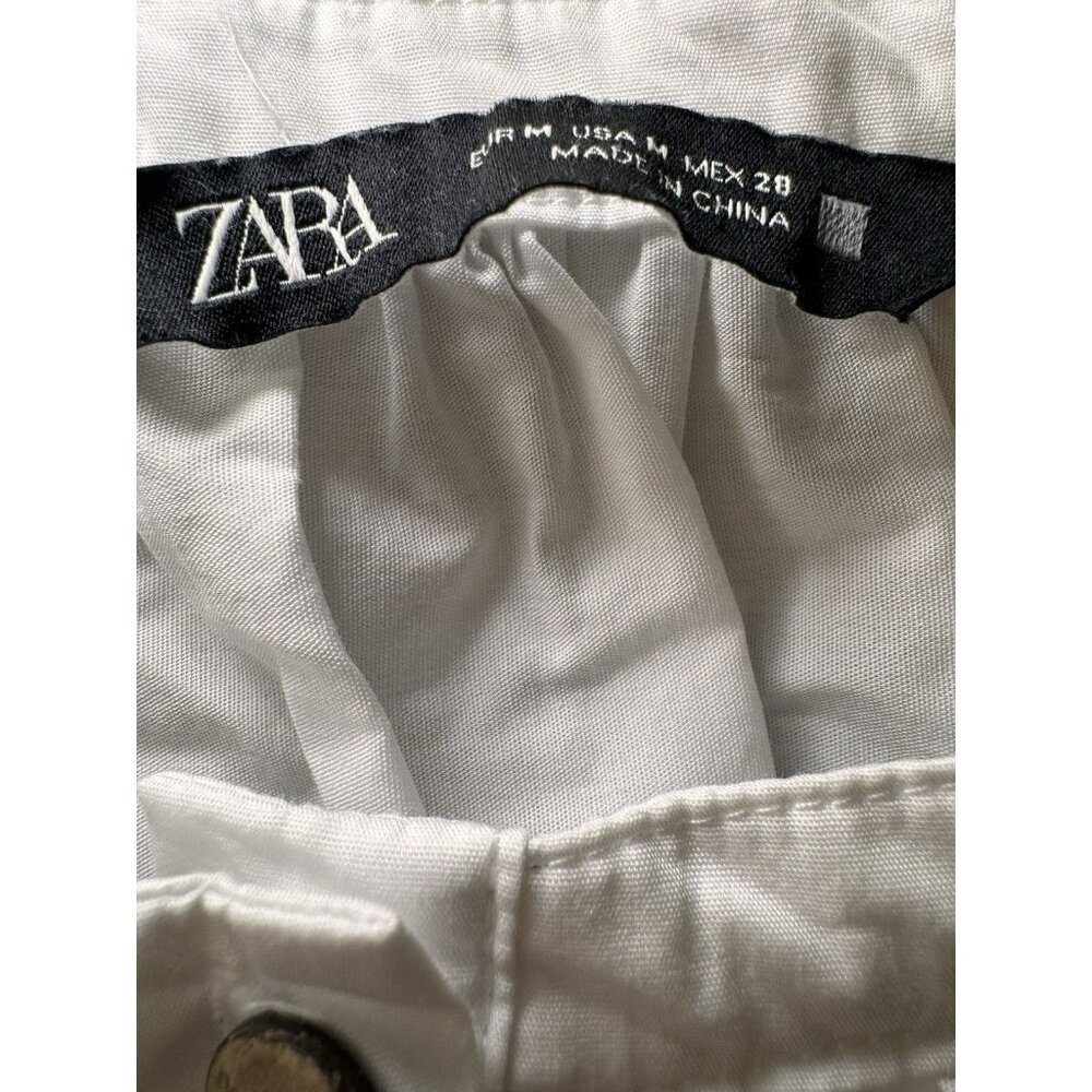 Zara White Tiered Babydoll Mini Dress M Puff Sleeve Button Front Cottagecore - Picture 7 of 9
